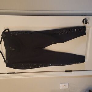Lane bryant black tuxedo style pants with sequins